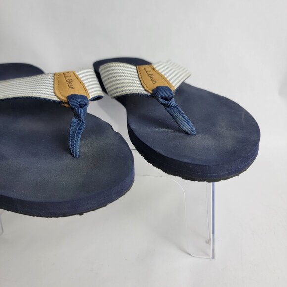 L.L Bean Womens 10 Navy Blue Thong‎ Slip On Sandal Summer Beach Nautical Casual - Picture 3 of 9